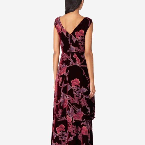 Tahari ASL Burnout Floral Velvet Tiered ALine Gown - Picture 2 of 8